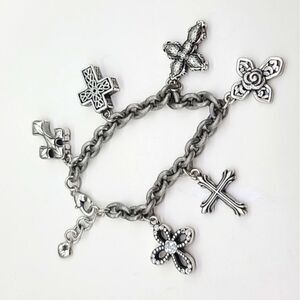Brighton "Devotion” Silver Multi Cross Charm Bracelet!